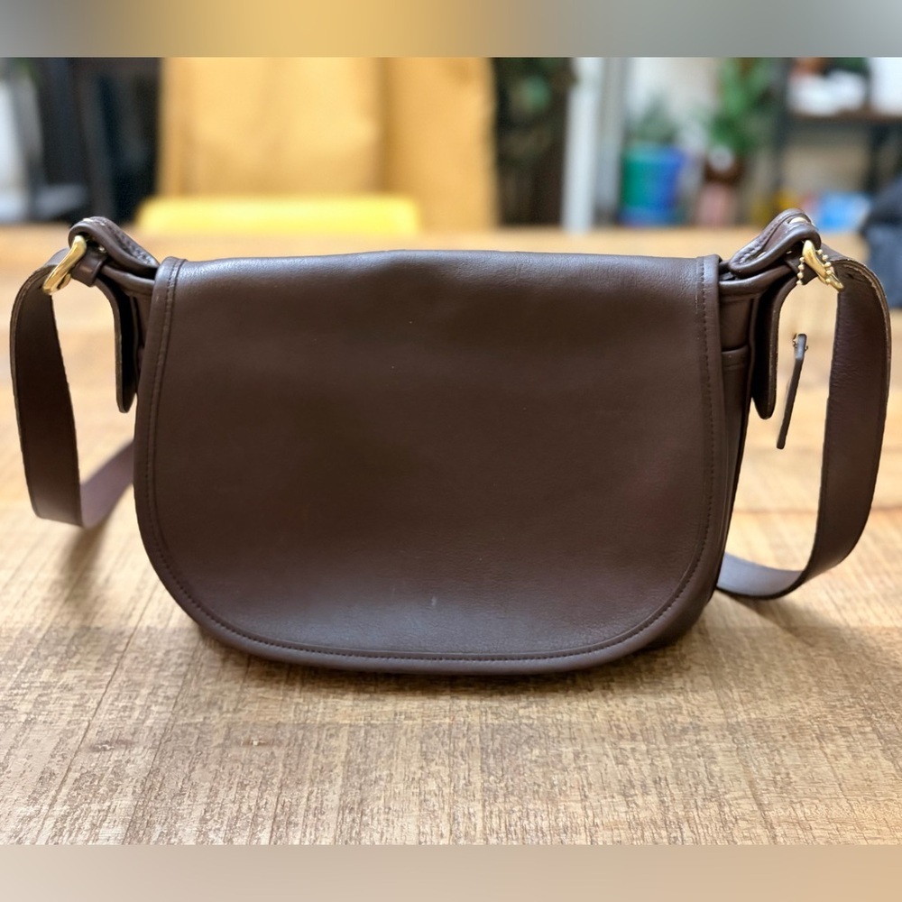 VINTAGE COACH Fletcher Flap Mahogany Leather Shoulder Bag Style 4150